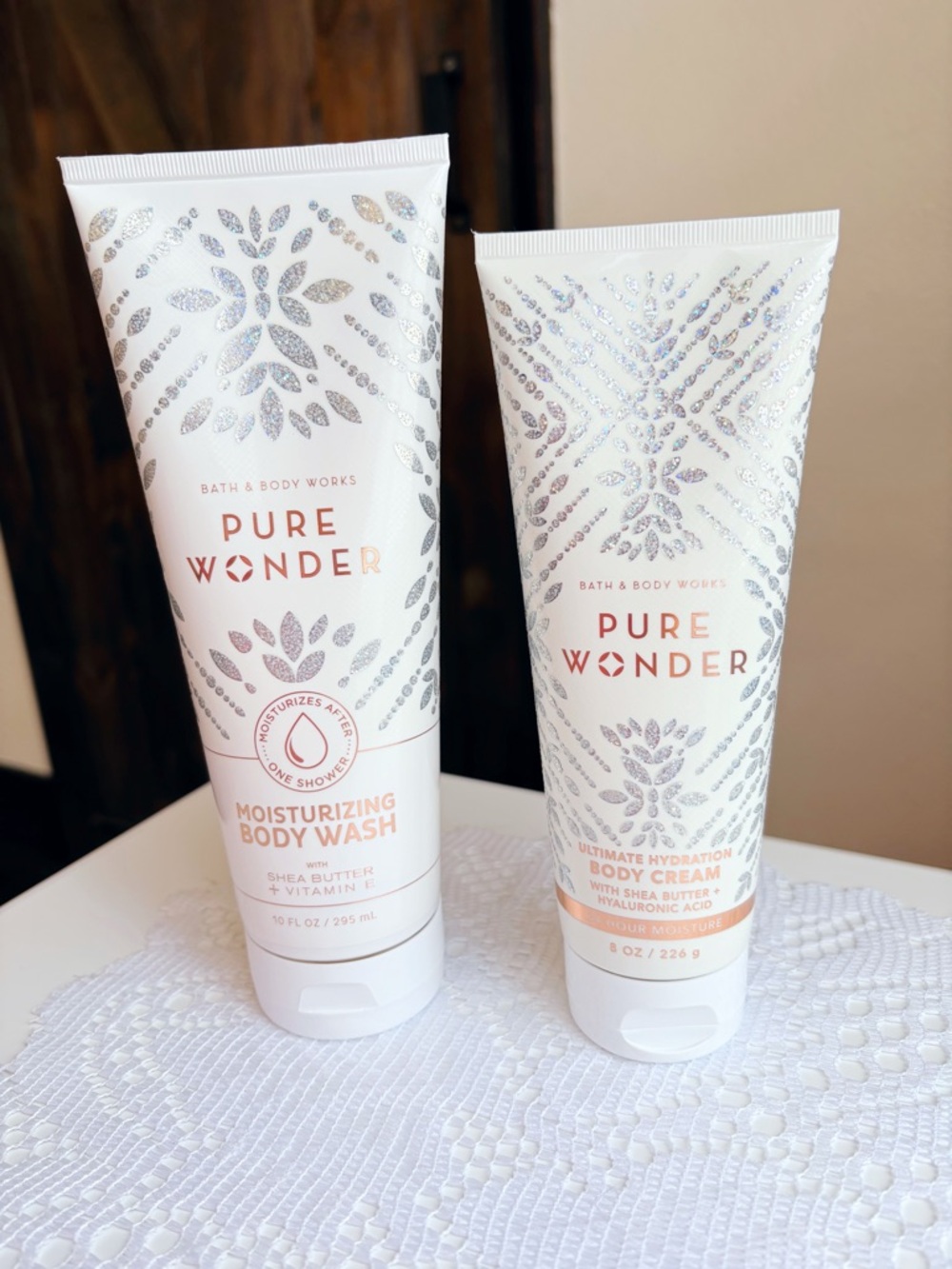 Bath & Body Works Pure Wonder Moisturizing Body Wash & Body Cream Bundle 🤍✨